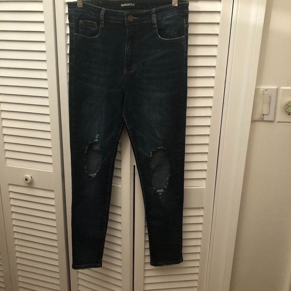 Momokrom Knee rip distressed skinny jeans, 12